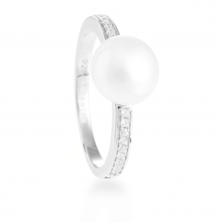 ANILLO LUXENTER PLATA PERLA CON CIRCONITAS