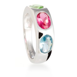 ANILLO LUXENTER PLATA TRES PIEDRAS COLOR